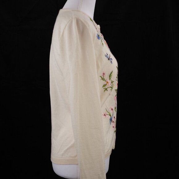 Giambattista Valli Floral Embroidered Knit Cardigan, Ivory, Size IT 42/US 6 - Picture 3 of 15